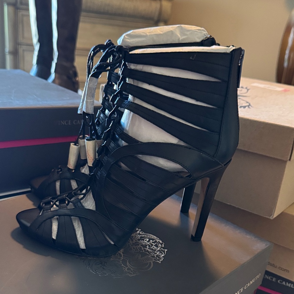 Vince Camuto Black Strappy Heels